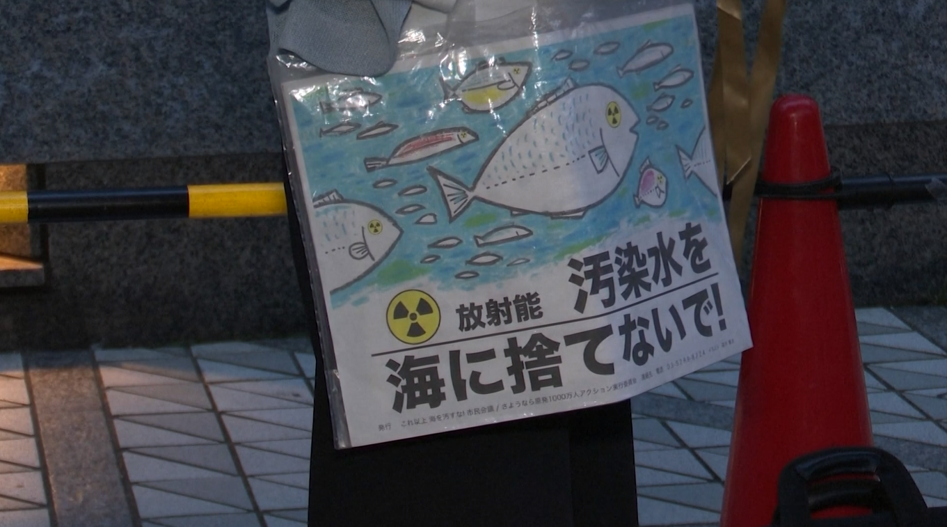 Para pengunjuk rasa berkumpul di depan markas Perusahaan Tenaga Listrik Tokyo (TEPCO) di Jepang baru-baru ini