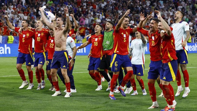 Timnas Spanyol melesat dalam ranking terbaru FIFA setelah merengkuh gelar juara Euro 2024