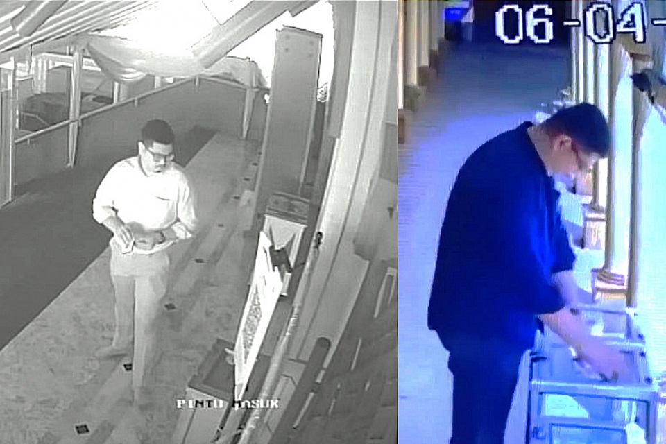 Seorang pria yang menempelkan barcode Qris palsu untuk sumbangan masjid