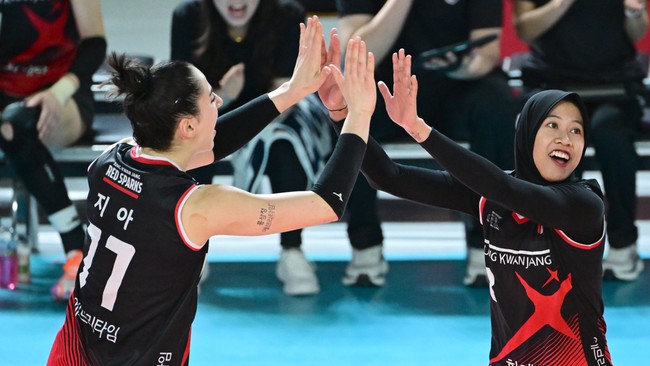 Yeom Hye Seon yang berposisi sebagai setter di Daejeon Jung KwanJang Red Sparks turut membicarakan Megawati Hangestri Pertiwi usai kemenangan melawan Gwangju AI Peppers Savings Bank