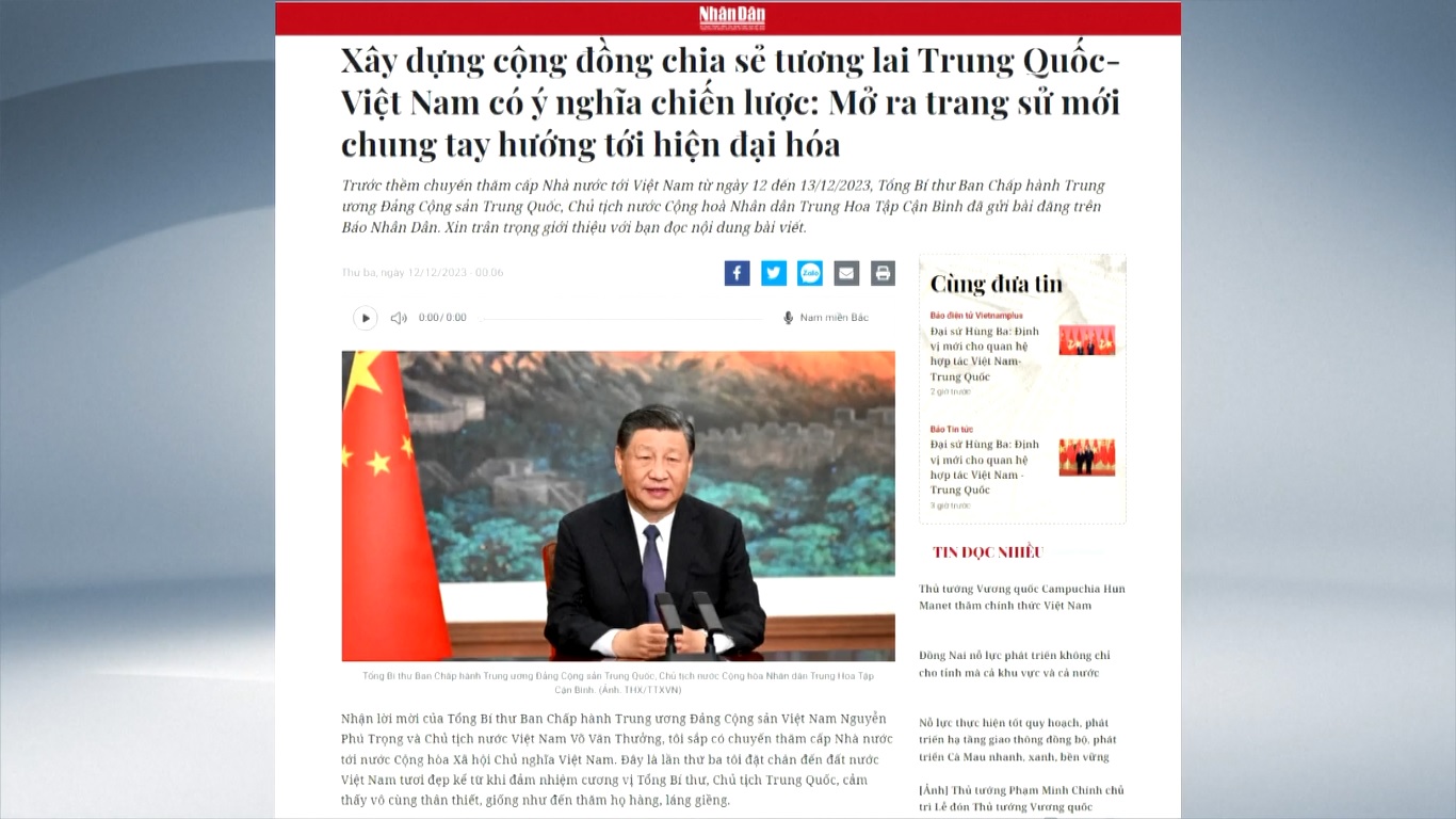 Tahun ini menandai ulang tahun ke-15 kemitraan kerja sama strategis yang komprehensif Tiongkok-Vietnam