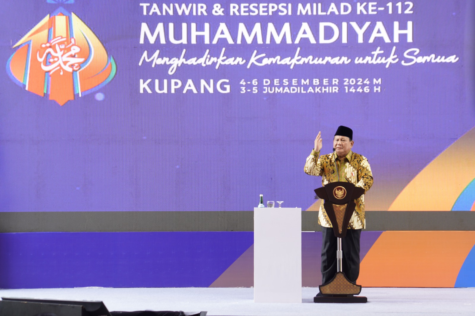 Prabowo menegaskan kalau Indonesia (berada) di jalur perdagangan dunia Hal itu tidak menutup kemungkinan Indonesia terseret dalam konflik dunia