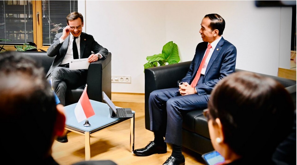 Presiden Jokowi menyampaikan Swedia merupakan salah satu mitra ekonomi utama Indonesia di Nordik khususnya di pembangunan hijau