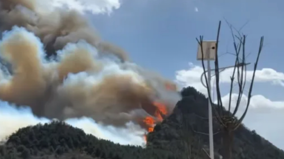 Kebakaran hutan terjadi pada hari Sabtu di Kabupaten Huguan yang berdekatan dan menyebar ke Kotapraja Liuquan di Lingchuan karena angin kencang pada hari Minggu
