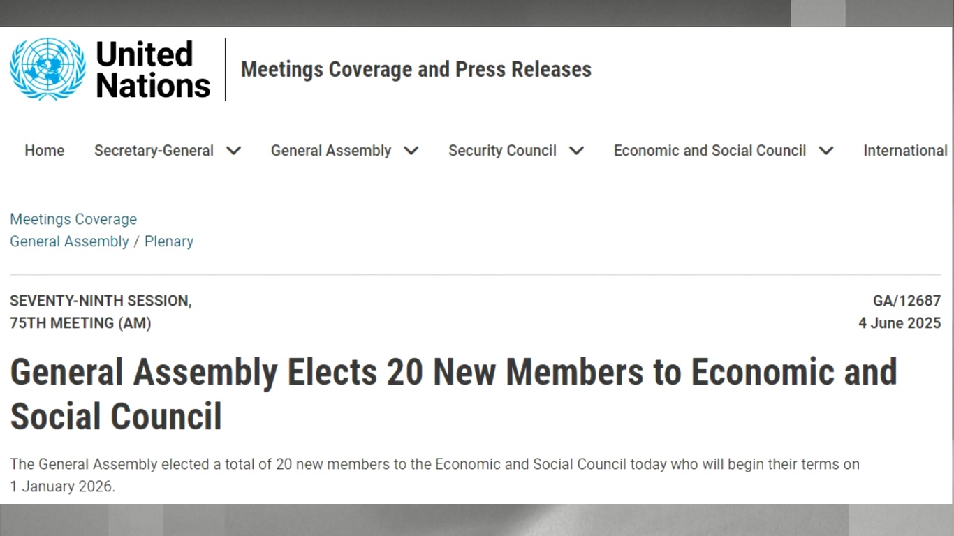 Majelis Umum PBB memilih 20 anggota baru ECOSOC