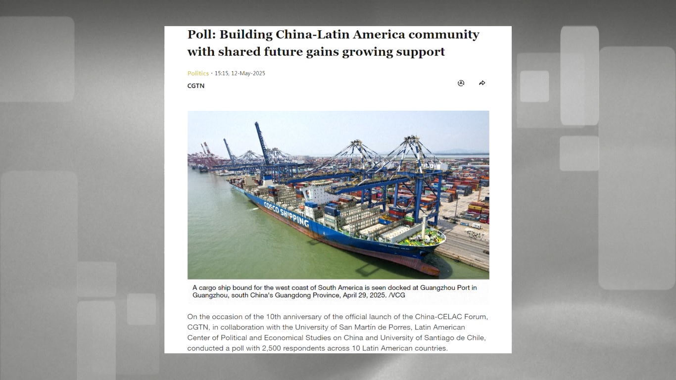 Hasil jajak pendapat menunjukkan bahwa responden sangat setuju dengan filosofi pembangunan dan pencapaian modernisasi Tiongkok serta memandang kerja sama Tiongkok-Amerika Latin secara positif