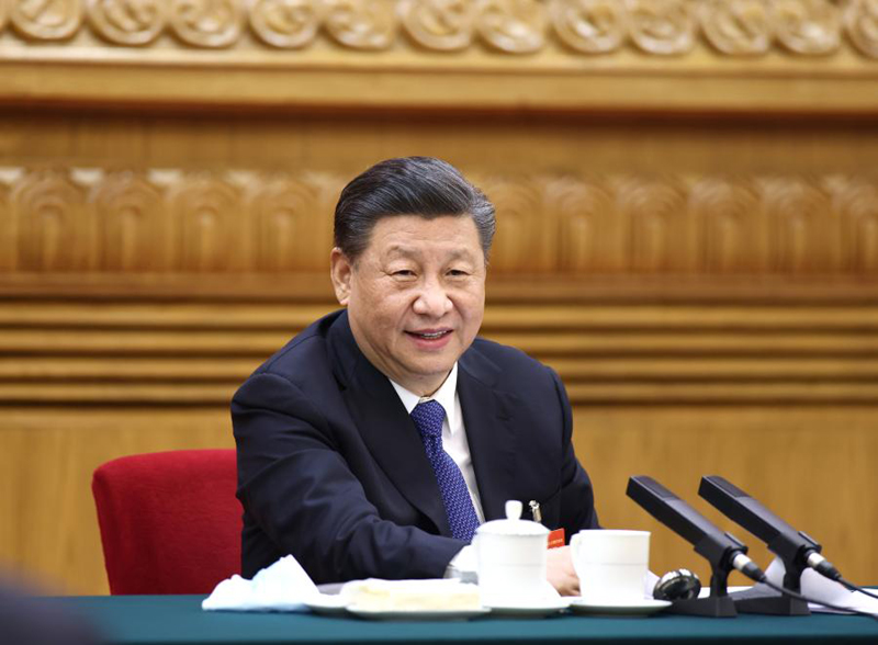 Sidang Ke-1 KRN Ke-14 Tiongkok hari Sabtu ini (11/3) mengadakan Sidang Pleno Ke-4 Presiden Xi Jinping tampak hadir dalam sidang tersebut