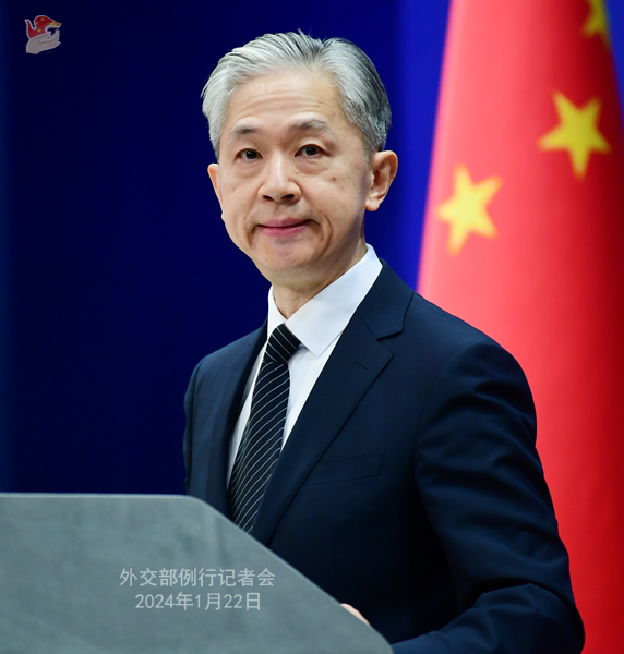 Juru bicara Kementerian Luar Negeri Tiongkok Wang Wenbin menjawab pertanyaan wartawan seputar masalah Hong Kong pada hari Senin kemarin (22/1) 