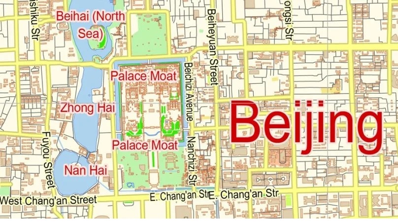 Peta Bahasa Inggris Beijing mencakup versi digital dan cetak