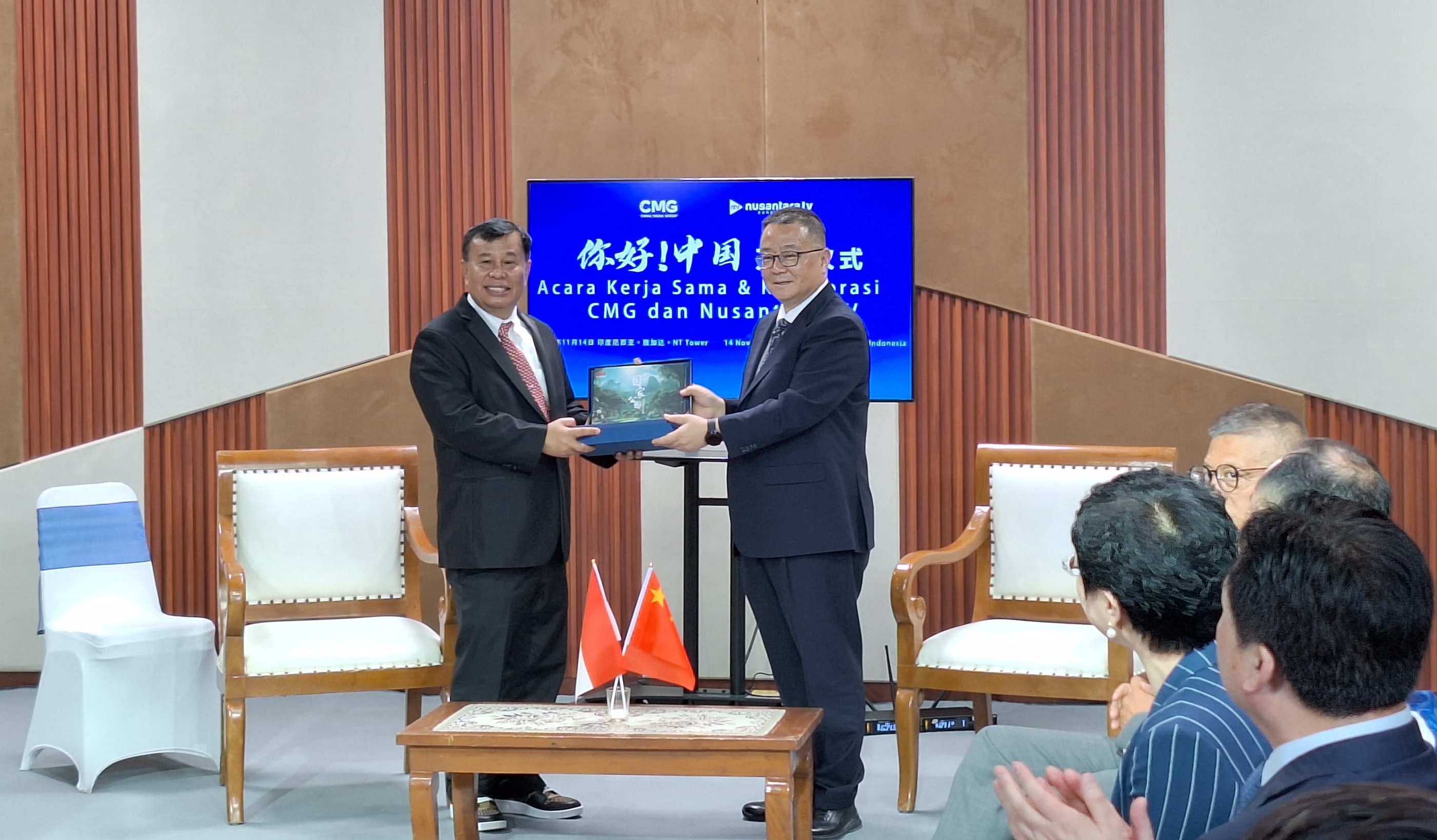 Acara kerja sama dan kolaborasi CMG dan Nusantara TV telah berlangsung pada Selasa