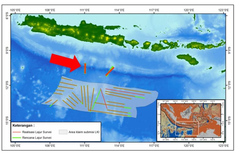 Gunung itu ditemukan di kedalaman dasar laut sekitar 6000 meter dengan puncaknya pada kedalaman sekitar 3800 meter